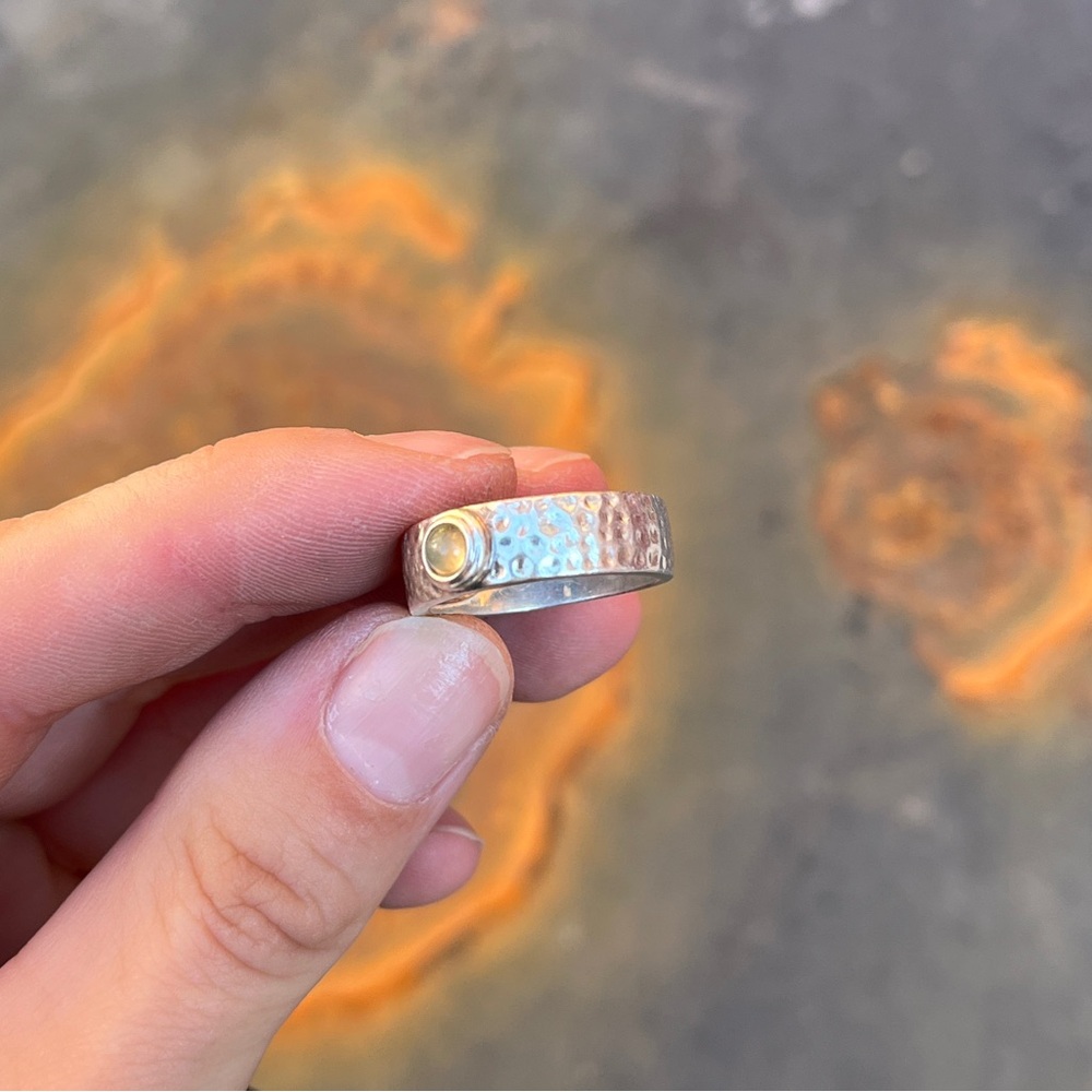 2/$40 🌸 VTG Hammered Sterling Silver Ring Small Stone Pendant - Picture 6 of 12